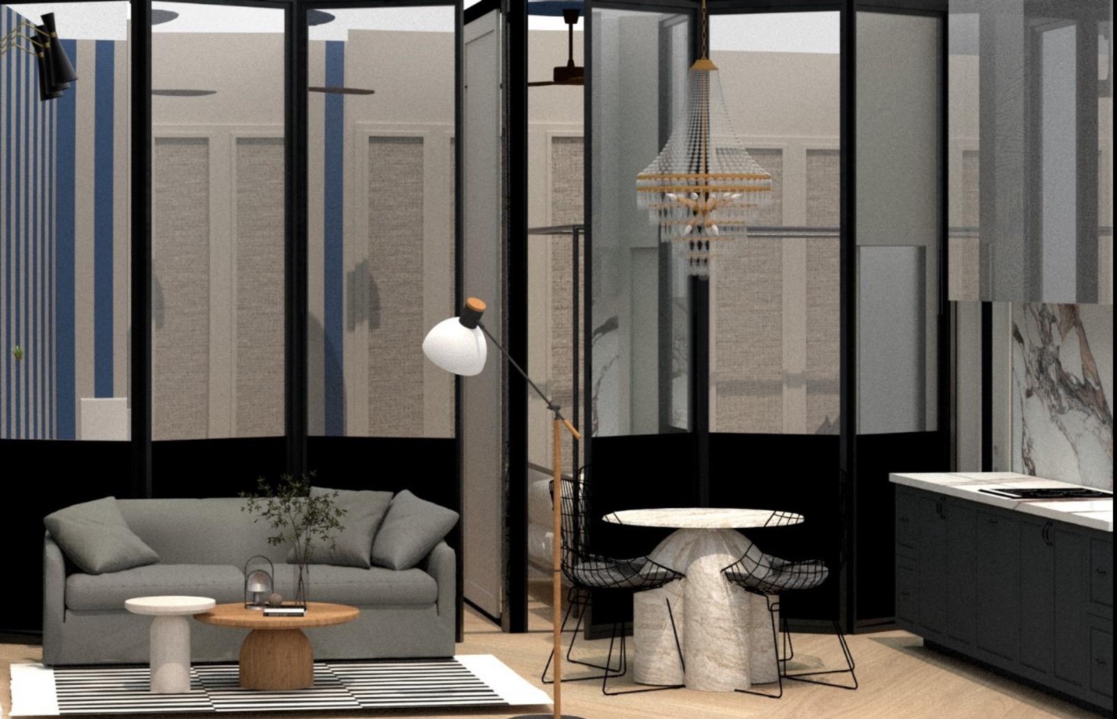 Salón y cocina apartamento A3